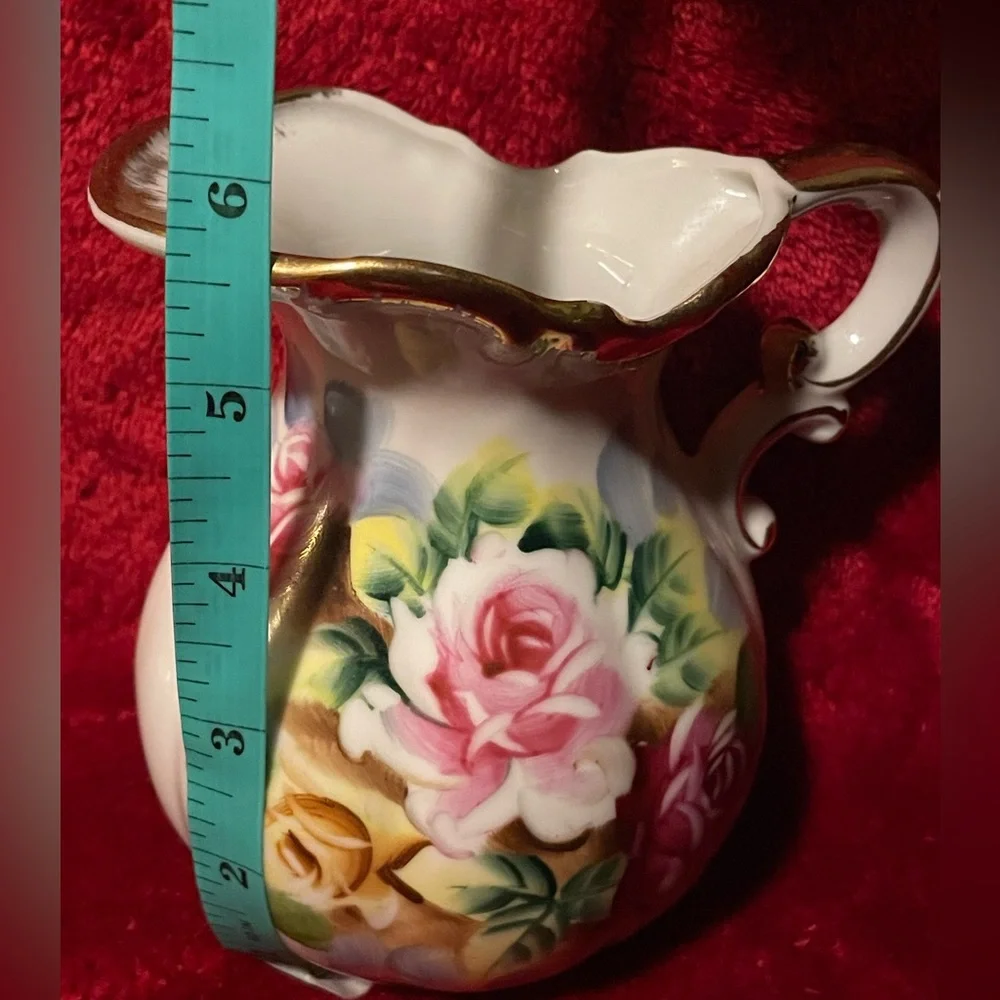 Vintage Andrea by Sadek pitcher and plate set - Roses made in Japan - #7597 - Picture 9 of 12